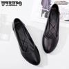 Soft Sole Soft Leather Single Shoes Women's Black Spring and Autumn Round Toe Low Square Heel Comfortable Breathable Non-slip Single Shoes