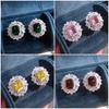 Luxury Green/Pink/Yellow/Red CZ Stud Earrings Women for Engagement Wedding Party Silver Color Fashion Design Jewelry Gift