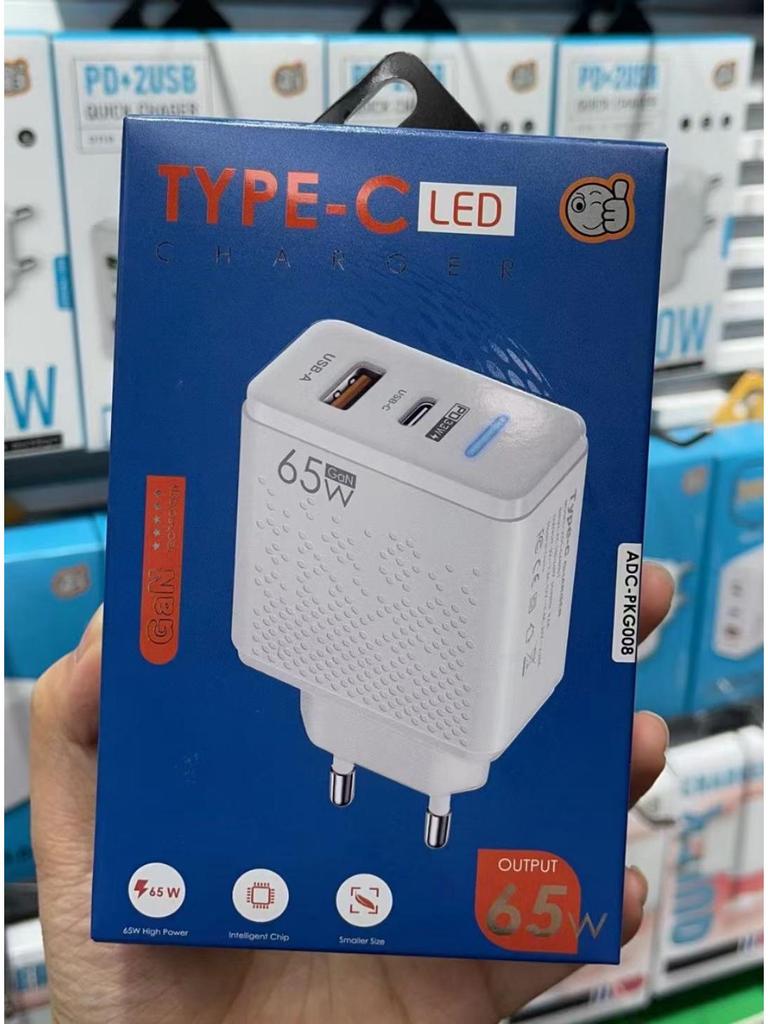 Многопортовое светодиодное USB+PD Type-C Быстрое зарядное устройство с вилками US, EU, UK