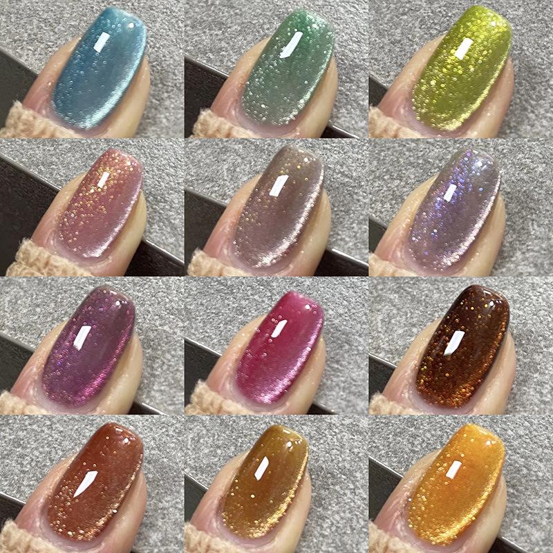 Гель-лак Ming Rui Crystal Cat Eye - Коллекция Весна/Лето 2025: Зеркальный фарфор белый с эффектом стеклянных бусин