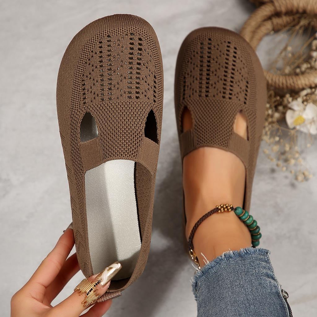 Женская обувь на плоской подошве 2024 года, новые сетчатые легкие дышащие мокасины, повседневные однотонные туфли без застежек, универсальные кроссовки на плоской подошве для женщин