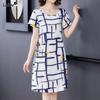 Платья с круглым вырезом, свободные, удобные, с принтом, юбки до колена, геометрические, с коротким рукавом, летние, тонкие, повседневные, новая женская одежда 2023