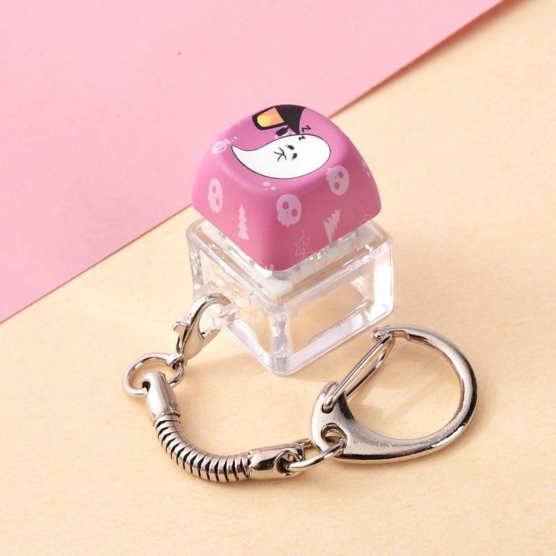Halloween Mechanical Keycap Keychain, Portable Fidget Finger Toy Pressable Button for Office Travel Anxiety Relief Party Favor