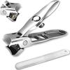 Stainless Steel Nail Clippers Wide Jaw Opening Sharp Blade with Nail File