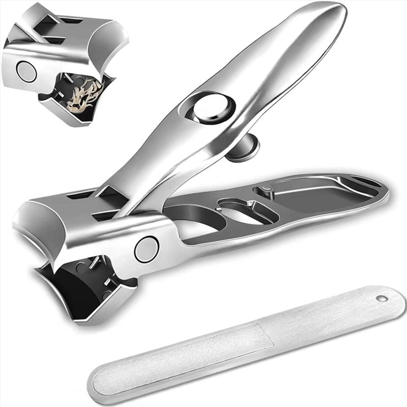 Stainless Steel Nail Clippers Wide Jaw Opening Sharp Blade with Nail File