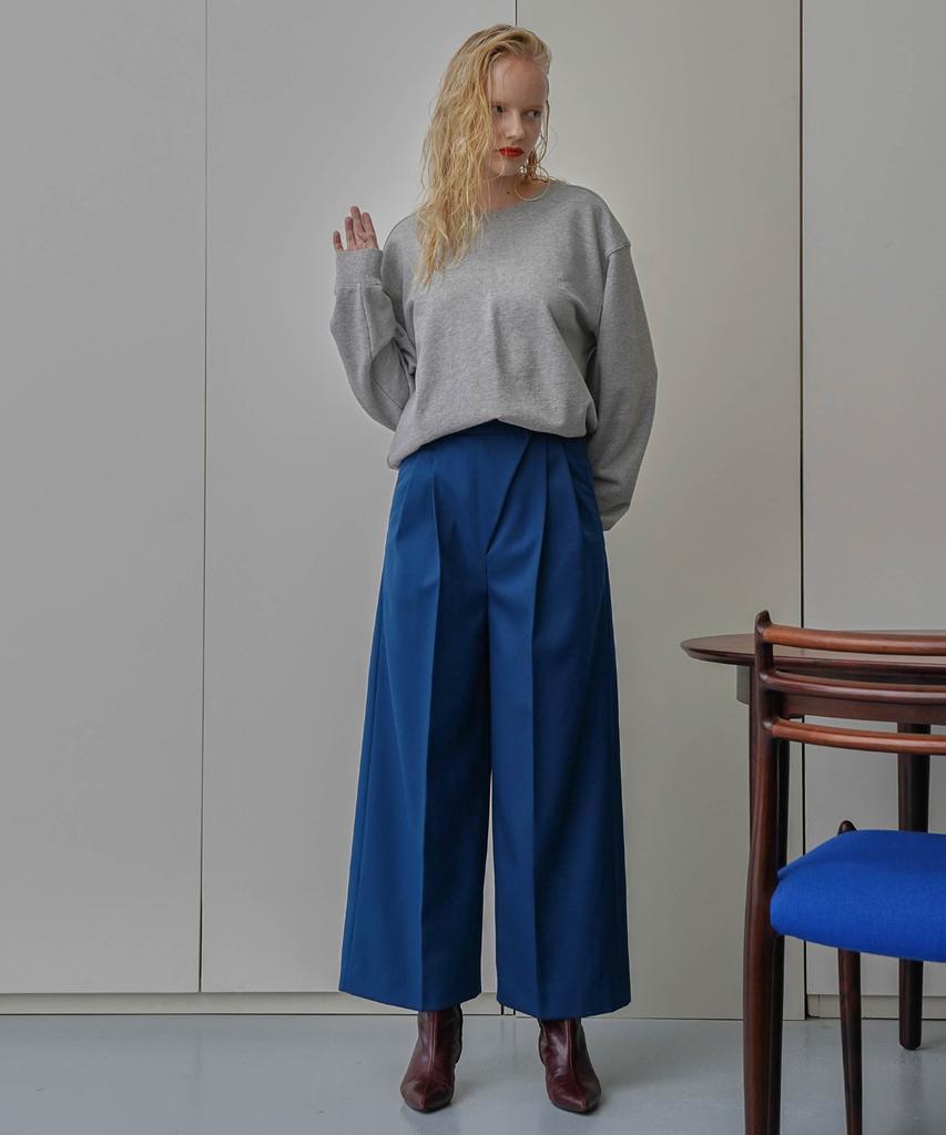 ONNE Diagonal Wool Wide Pants Blue-Green
