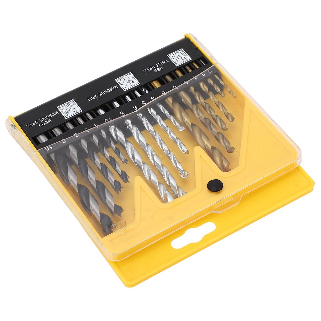 Набор из 16 спиральных сверл из быстрорежущей стали со спиральной канавкой и цилиндрическим хвостовиком для дерева и пластика