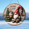 1/2pcs Christmas Decoration Wooden Pendant, Circular Hanging Board, Christmas Tree, Home Door, Bedroom, Christmas Atmosphere