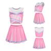 LittleForBig Unisex Cheerleader Dress with Shiny Satin Skirt, Silky Sleeveless Dress, Pink, Size 2XL