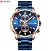 CURREN Luxury Brand Sports Quartz Watches Men Watch with Luminous Hands Chronograph Auto Date Fashion Stainless Steel Wristwatch