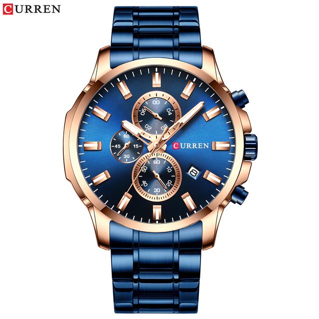 CURREN Luxury Brand Sports Quartz Watches Men Watch with Luminous Hands Chronograph Auto Date Fashion Stainless Steel Wristwatch