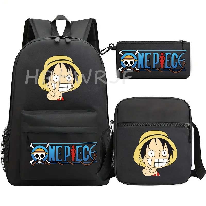 Аниме ONE PIECE Рюкзак Манки Д. Луффи Вместимость Повседневный Студенческий Школьная сумка 3 шт. Легкий Женский Мужской Для путешествий Повседневный Mochilas