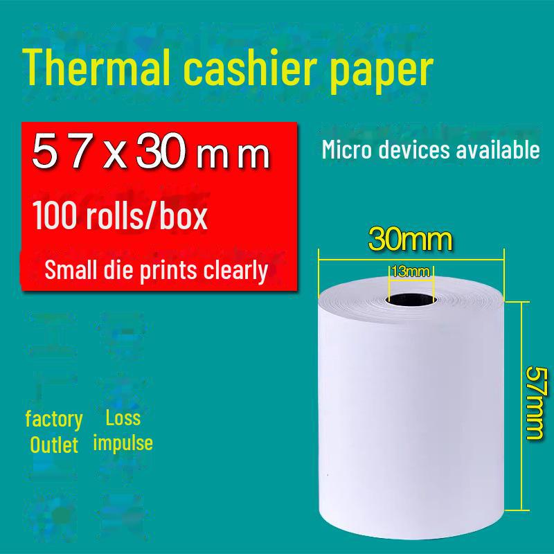 57x50 Thermal Paper for Cash Register and Receipt Printers - Ideal for Supermarkets, Catering, Meituan, and Takeaway Orders