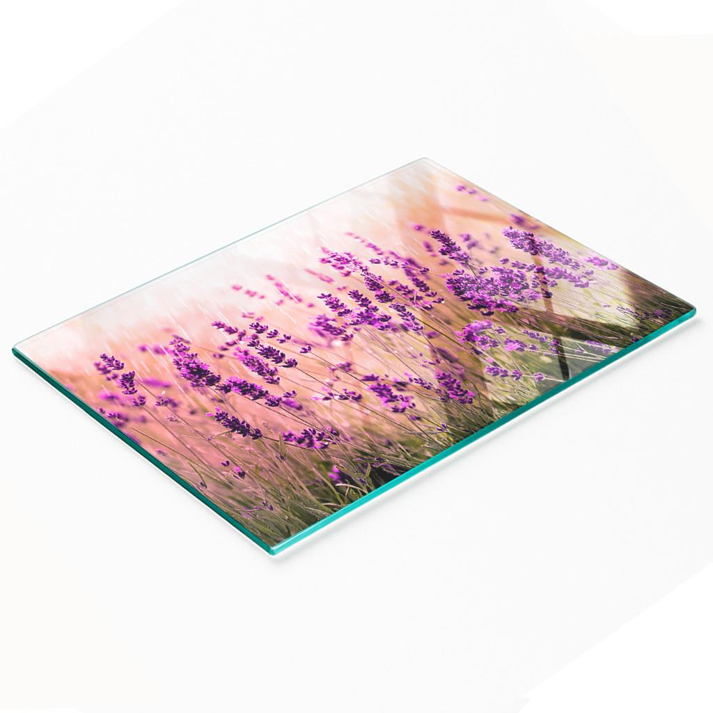 Deska Kuchenna Hartowana Szklana Do Serwowania Z Grafiką Lawenda 80X52 Cm