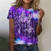 Женская футболка с принтом бабочки 3D, фиолетовая, с круглым вырезом, повседневная, женская, градиентная, топ Harajuku для девочек, с коротким рукавом, модная одежда