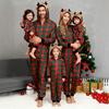 Christmas Family Matching Pajamas Set Elk Snowflake Print Long Sleeve Loungewear Full-Body Jumpsuit for Christmas Holidays And Family Gatherings