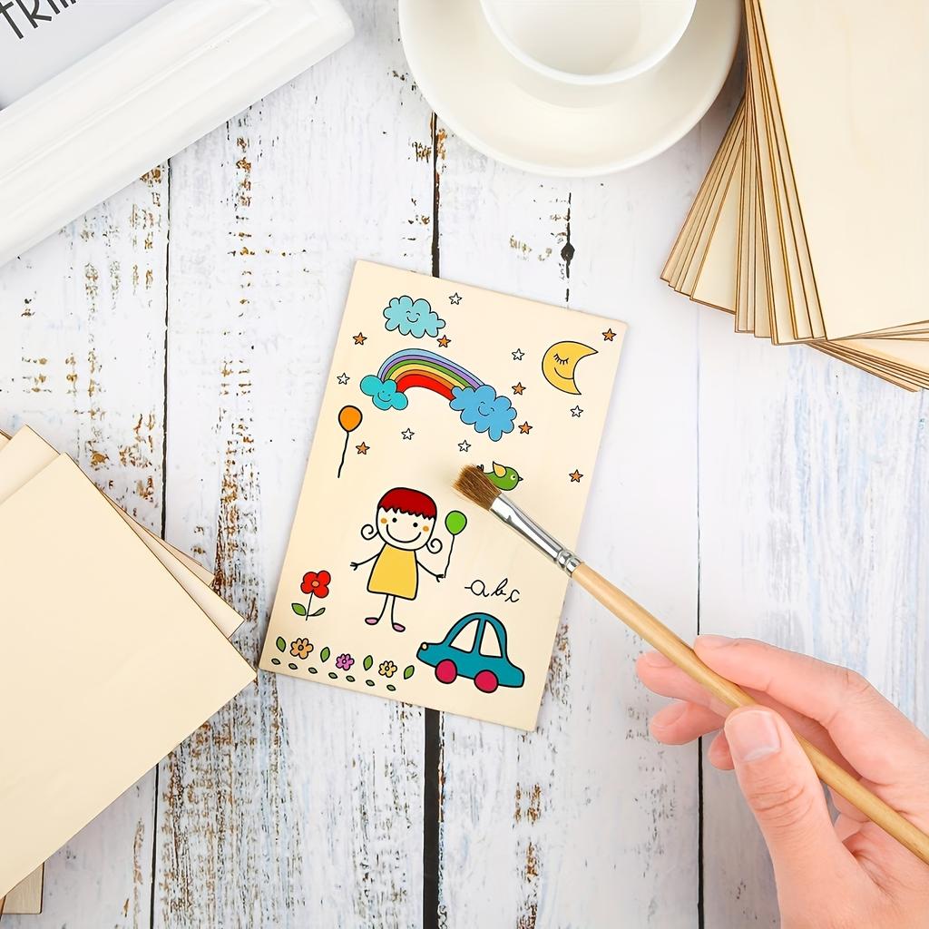 15Pcs 6X4in/15X10cm Rectangle Unfinished Wood Sheets for Crafts House Aircraft Ship Boat Arts, School Projects, DIY Wooden