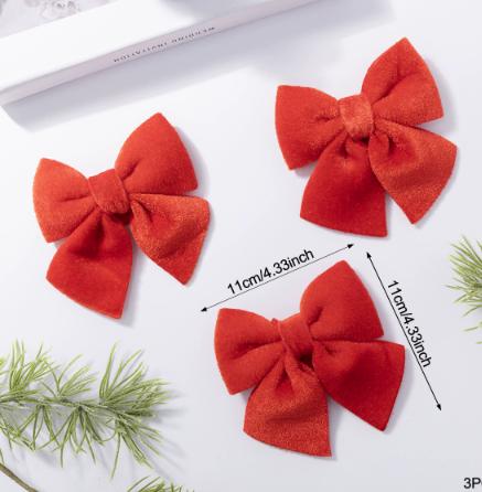 3pc Red Velvet 3d Bow Large Christmas Decoration Christmas Tree Pendant