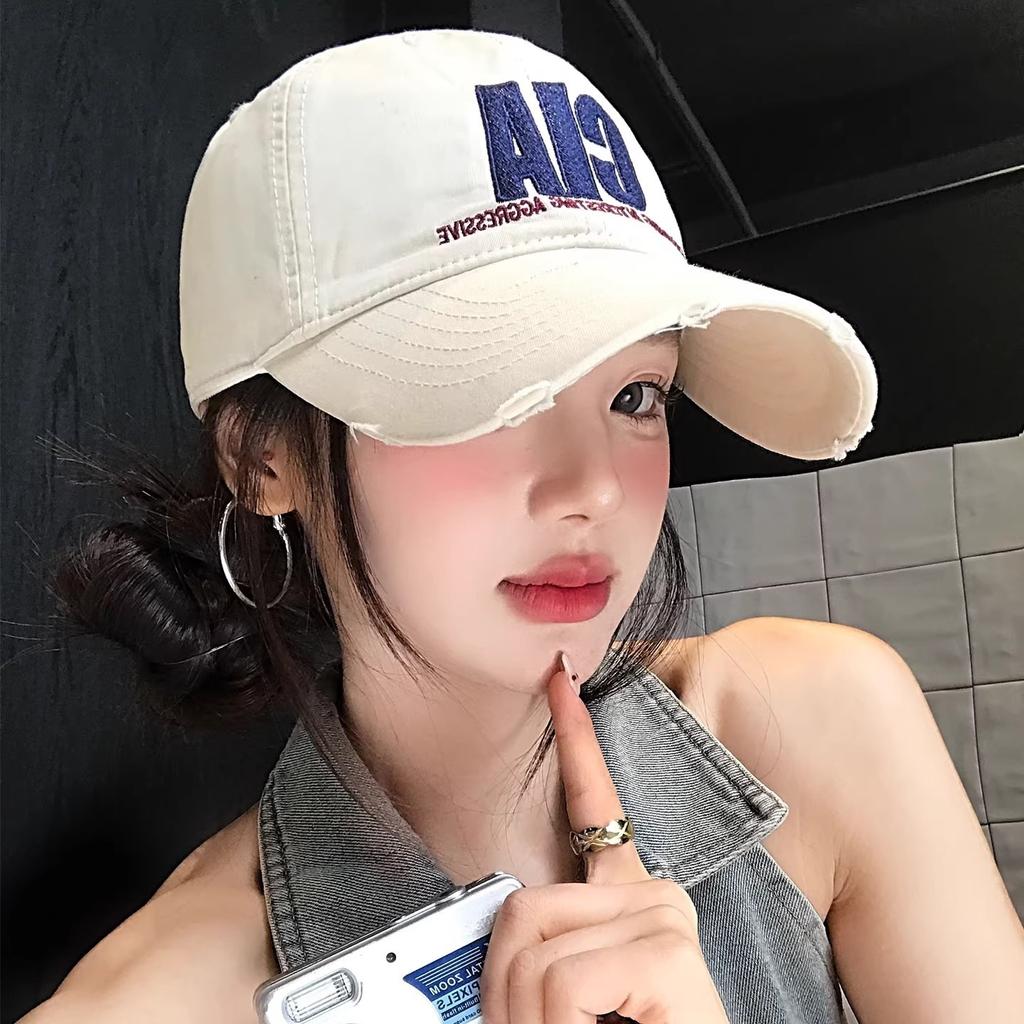 Hole Letter Embroidery Baseball Cap Children Spring And Summer Big Head Circumference Increase Deepen The Face Small Cap