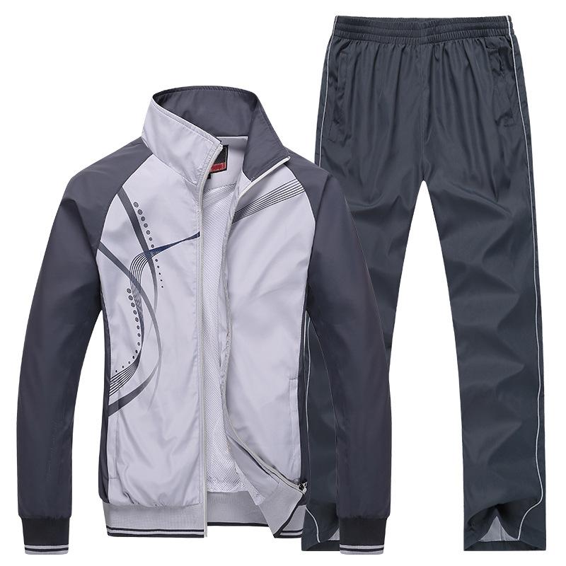 Men Sportswear Spring Windproof Gym Sport Suit Printing Pattern Breathable Fabric Tracksuit Jogger