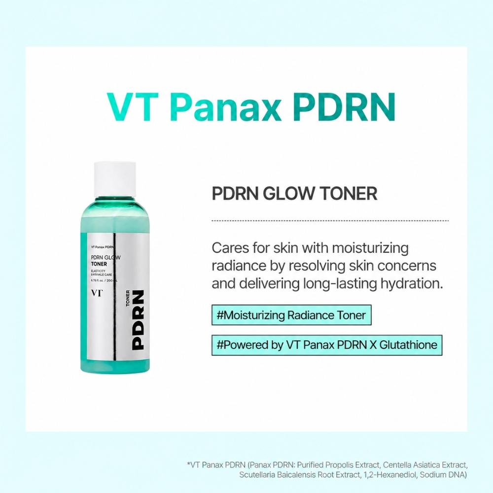 VT COSMETICS Набор: Тонер PDRN Glow + Бутылочка-спрей (200 мл x 2 шт. / 6,76 жидк. унц.. унция X 2 шт.)