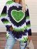 Женский топ большого размера с принтом сердец, с длинным рукавом - Элегантный круглый вырез для осени/зимы