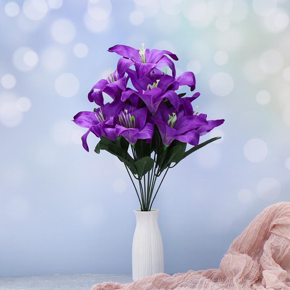 10 Голов Горячие Домашние Аксессуары Красочные Искусственные Цветы Свадебный Декор Лилии Букет Поддельные Лилии