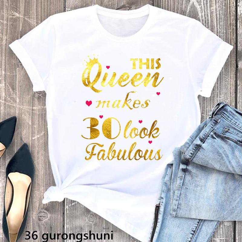 Hello 30 Fabulous Letter Print Tshirt Unisexs Clothing 30th Birthday Gift T Shirt Femme Flowers Rose Tshirt Female Streetwear