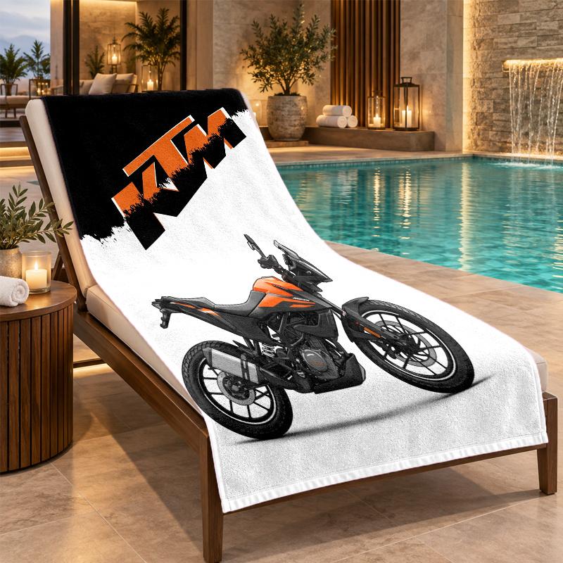 Beach Towel with KTM Racing Design, Quick Dry Lightweight Towel for Swimming Pool Travel