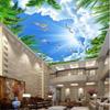 Larg Ceiling 3D Photo Wallpaper Coconut Blue Sky White Cloud Seagull Living Room Ceiling