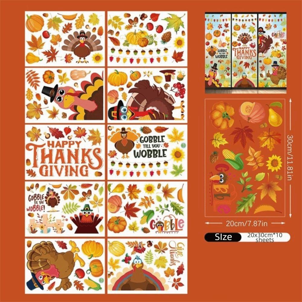 Waterproof Fall Window Clings Reusable Static Cling Decorations Window Decals For Home Decor