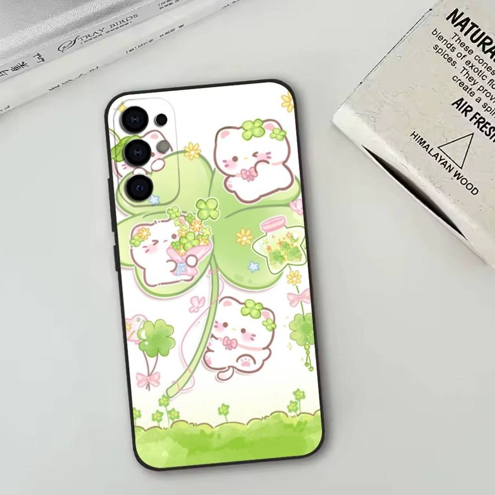 Lucky Clover Phone Case Black Silicone Soft For Samsung S25,S24,S21,S22,S23,S30,Ultra,S20,Plus,Fe,Lite