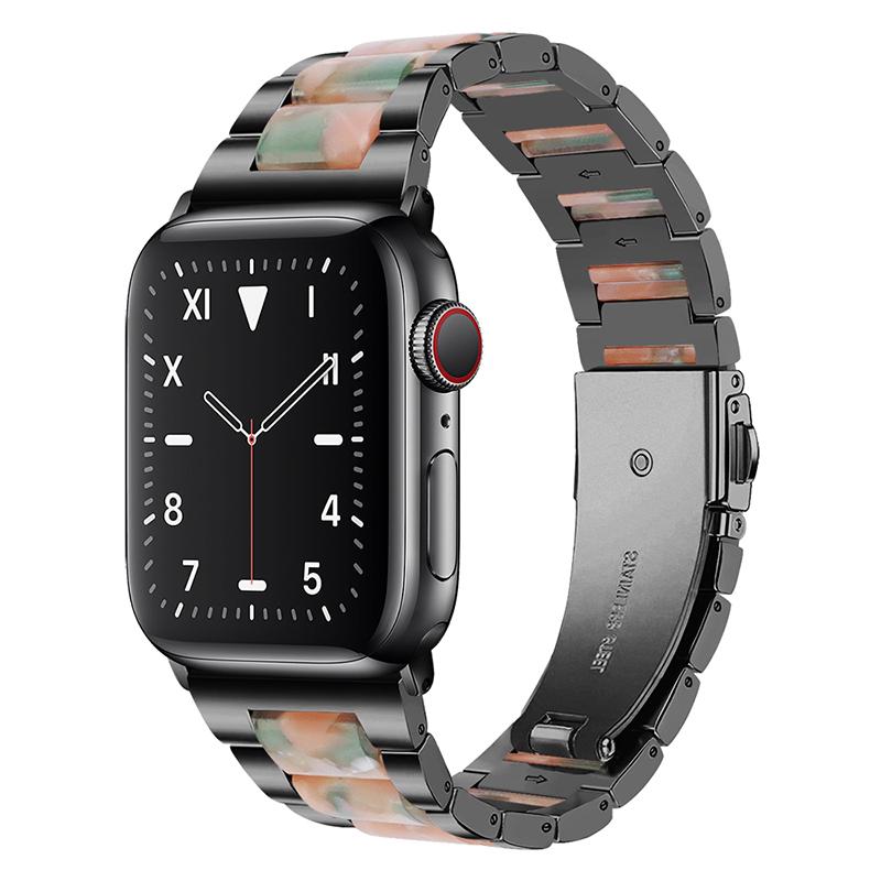 Ремешок из нержавеющей стали+смолы Для Apple watch band 40 мм 45 мм 44 мм 49 мм 41 мм 38 мм Металлический браслет iwatch series 9 8 7 6 5 SE ultra 2