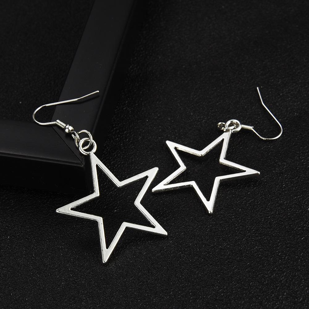 Серьги-подвески в стиле хип-хоп серебристого цвета с полой звездой для женщин, серьги-капли в стиле панк Y2K с пентаграммой и звездой, очаровательные праздничные украшения