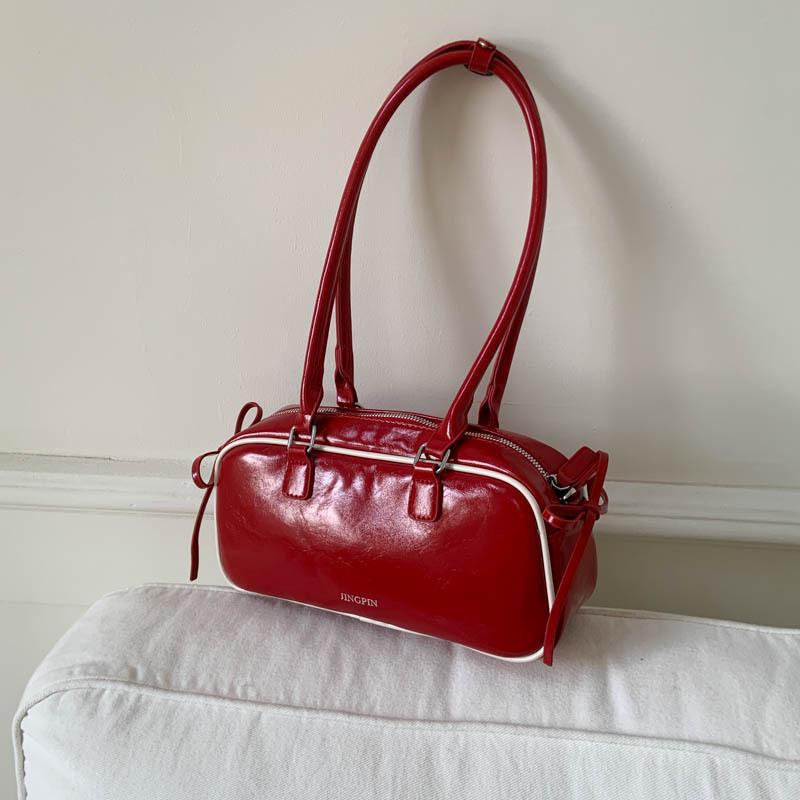 2025 new niche ballet style bow underarm baguette bag women's foreign style simple commuter portable shoulder bag