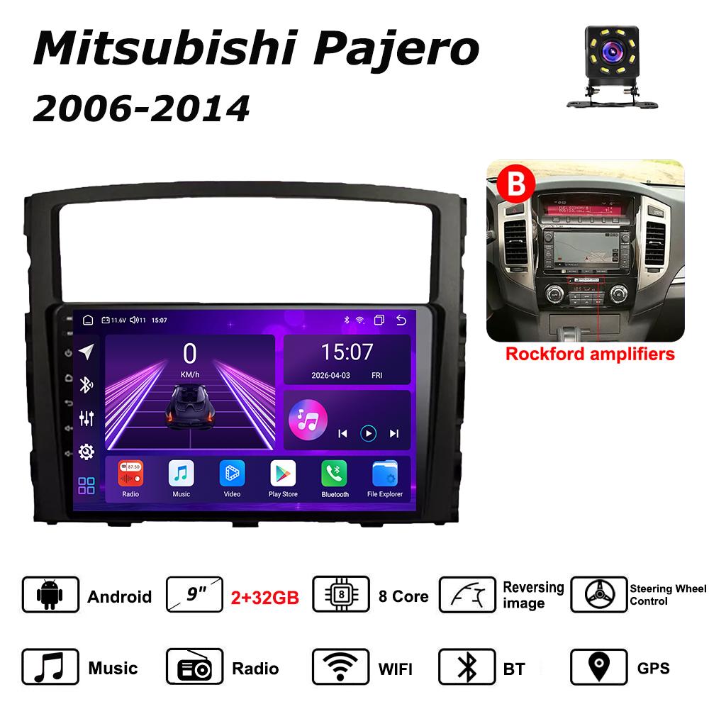 Автомобильная магнитола Android Car-Play для Mitsubishi Pajero 2006-2014 Мультимедийный плеер Головное устройство Стерео Навигация GPS BT WIFI, 8 ЯДЕР ,2+32ГБ