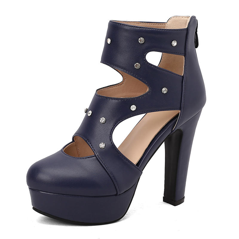 Женские босоножки на высоком каблуке весна и лето новые в европейском и американском стиле водонепроницаемые римские сандалии на толстом каблуке большого размера