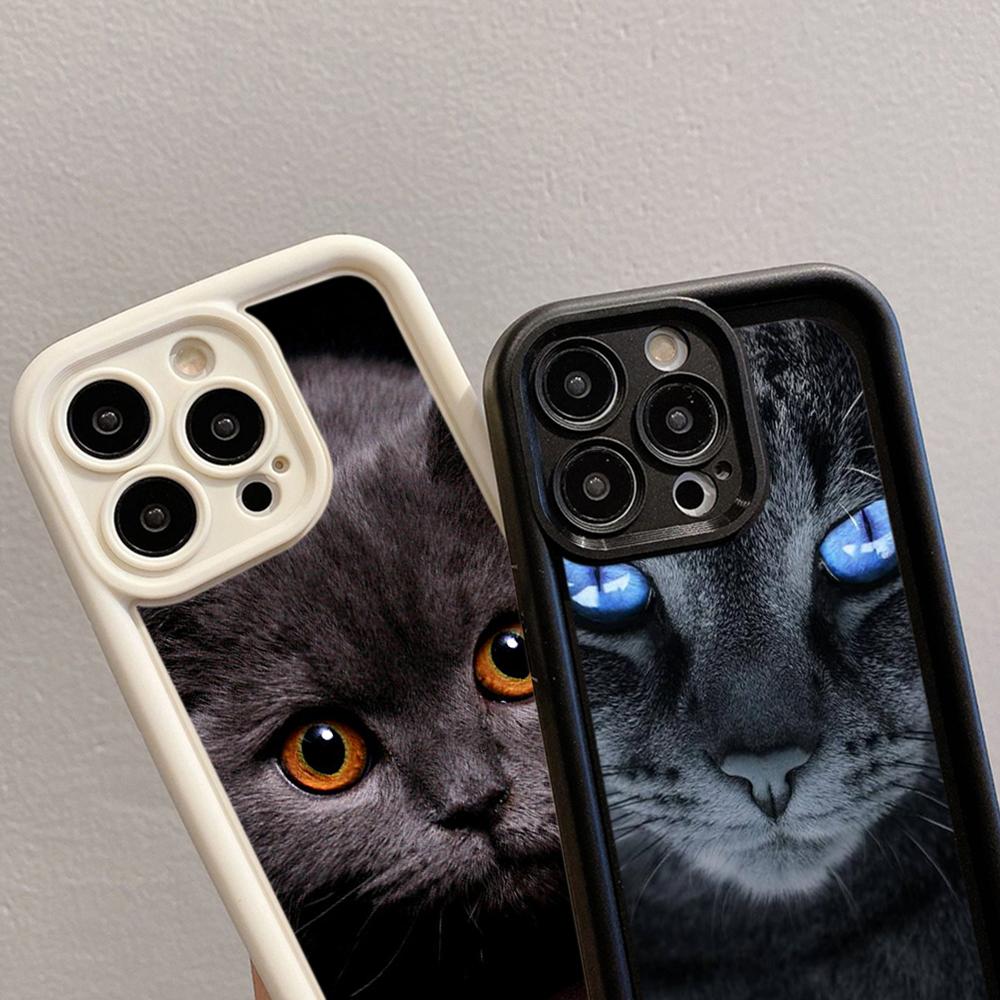 LZ3 Черный кот зеленые глаза силиконовый чехол для телефона Samsung A15 A35 S24 S23 Ultra S22 S21 Plus S20 FE A05 A06 A54 A55 A53 A14 M15 противоударный задний чехол