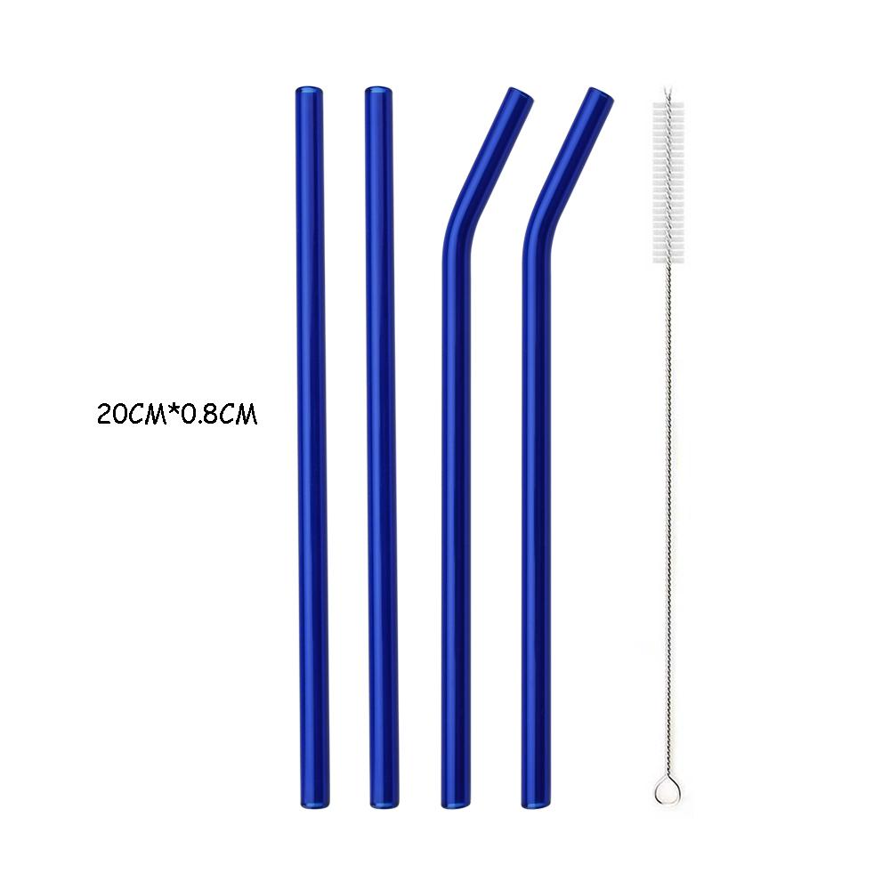 4/8 шт. набор соломинок из боросиликатного стекла, многоцветные многоразовые стеклянные экологически чистые соломинки для коктейлей, смузи