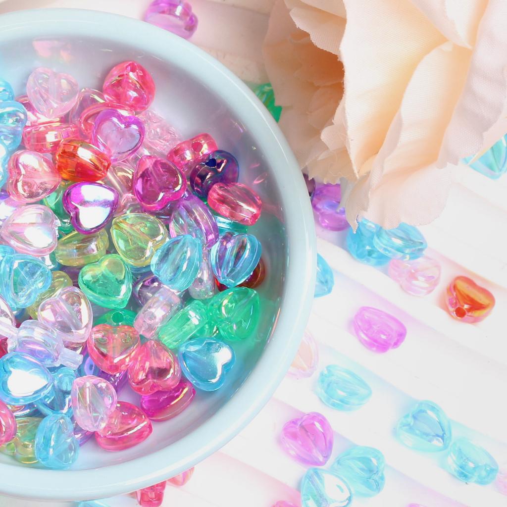 High Quality Beads Acrylic Loose Beads Heart Shape DIY 300Pcs Necklace Bracelet Charms For Jewelry Making 8.5*9mm Earrings