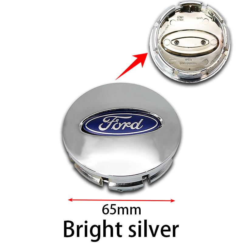 BBBT7 ABS 65mm Car Styling Wheel Center Hub Cap Emblem Logo Hub Cap Silver For Ford Fiesta Mondeo Fusion Explorer Escape Car Styling