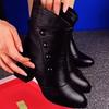 Женские модные ботильоны женские осенне-зимние новые остроконечные квадратные каблуки черные ретро вечерние женские осенне-зимние короткие сапоги