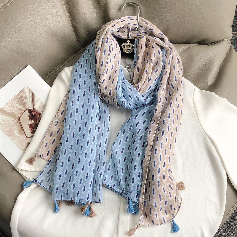36 Designs Floral Print Voile Tassel Viscose Shawl Scarf Soft Thin Wrap Pashmina Headband Bufandas Muslim Hijab Sjaal 180*90Cm