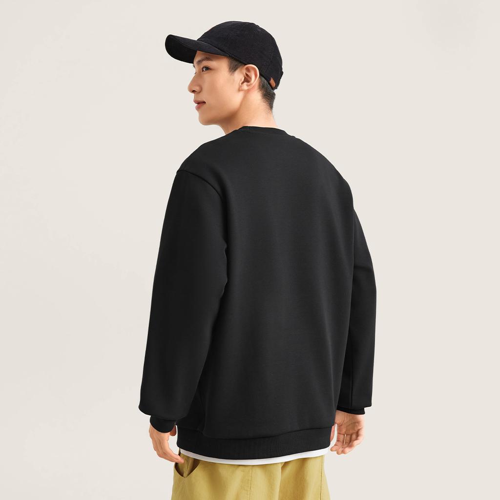 Li Ning Sports Lifestyle Series Fleece Warm Round Neck Letter Loose Sweatshirt Unisex Sweatshirt Black AWDVC63-3