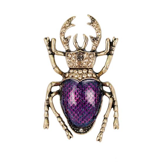 Брошь в форме жука, стразы, эмалированная булавка для пальто, яркий внешний вид, инкрустированный лацкан, сумка, шаль, значок