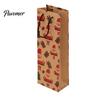 Decorative Paper Bags for Presents Christmas Wine Gift Bag, Reusable Bottle Bag with Handle, Santa Tree Party Packaging Wreath Print Festive