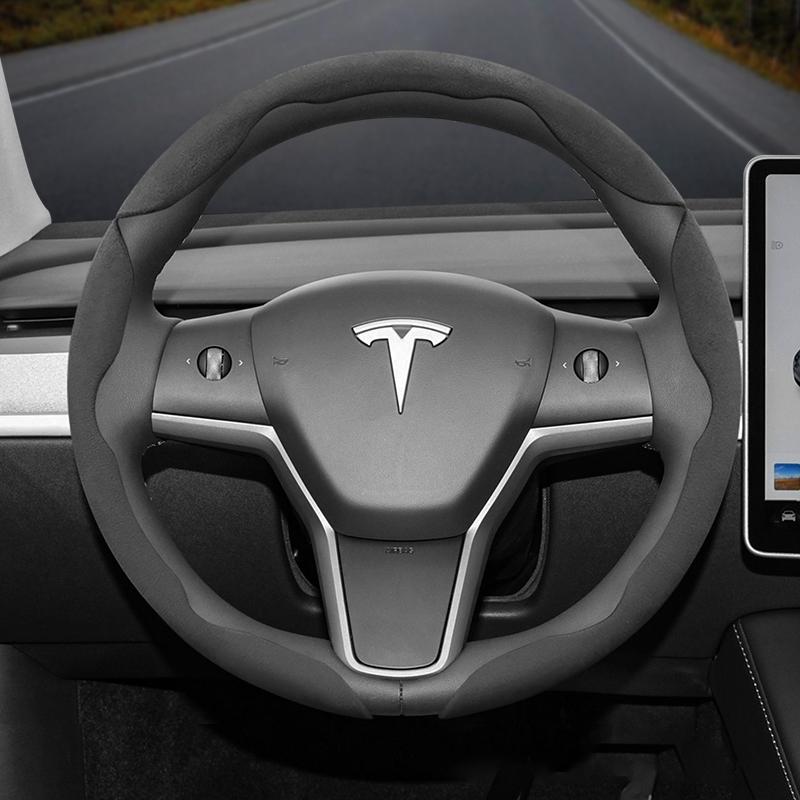 Подходит для Tesla Нескользящая Пряжка Сегментированная Замшевая Накладка на Руль Подходит для Модели 3 Highland 2024 Y X S Juniper Cybertruck Аксессуары