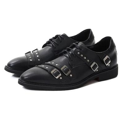 Ретро Дизайн Узкий Ремешок Низкий Каблук Туфли Женская Мода Металлическая Пряжка-Заклепка Декор Лоферы Элегантная Офисная Обувь для Повседневной Носки