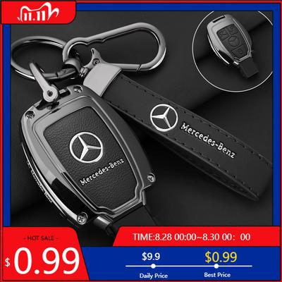 Чехол-оболочка из цинкового сплава и кожи для брелока автомобиля Mercedes Benz A B C E GL S GLA GLK CLS Class AMG W204 W205 W212
