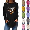 Tee Shirts For Women Fall Casual Long Sleeve Shirts Sweatshirt Retro Printing Top Pullover